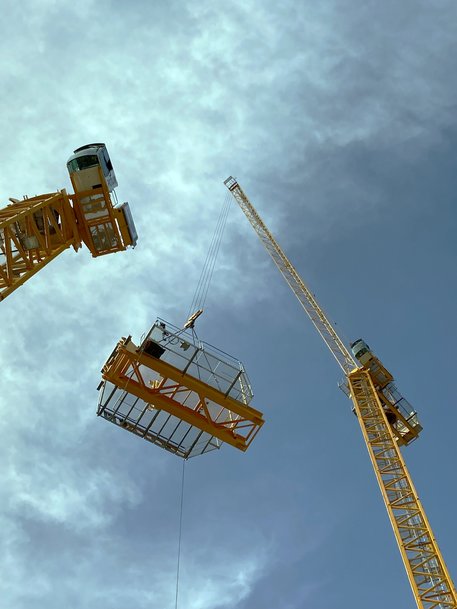 World’s first Potain MR 229 luffing jib tower crane erected in London, UK